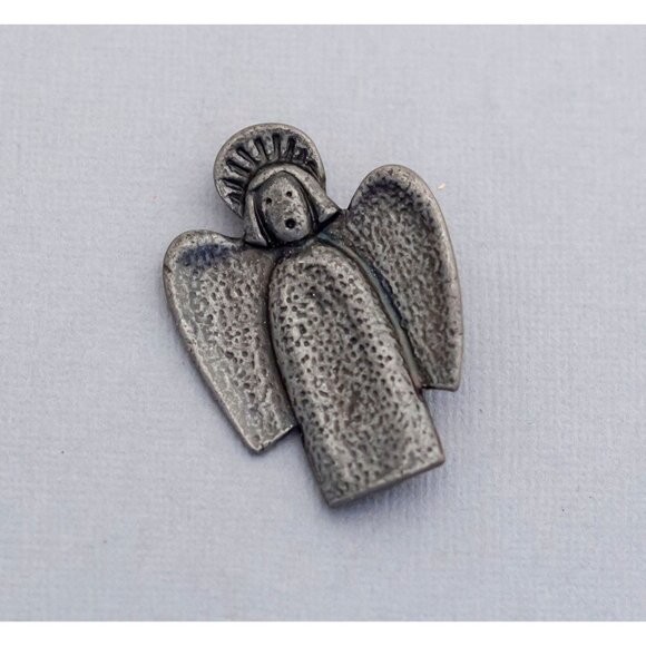 Vintage Simple Guardian Angel Silver Tone Angelic Intricate Brooch - C1 - Picture 1 of 2